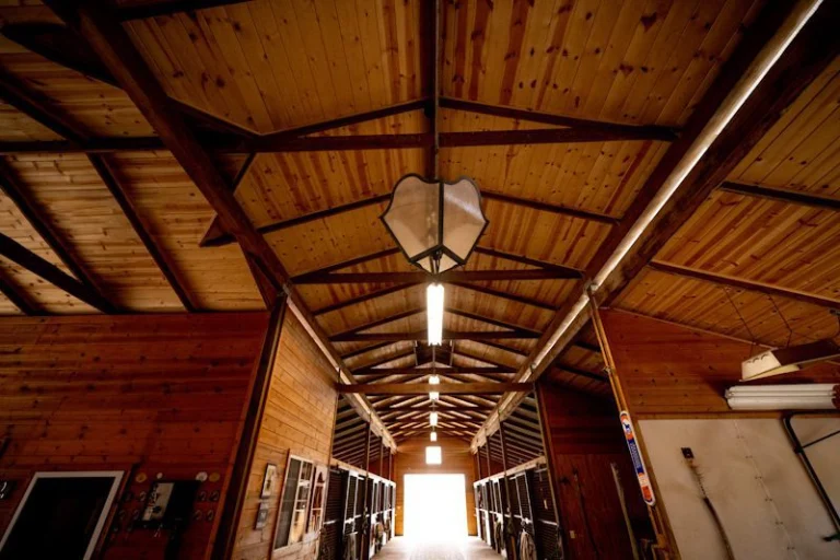 Barn interior with lantern